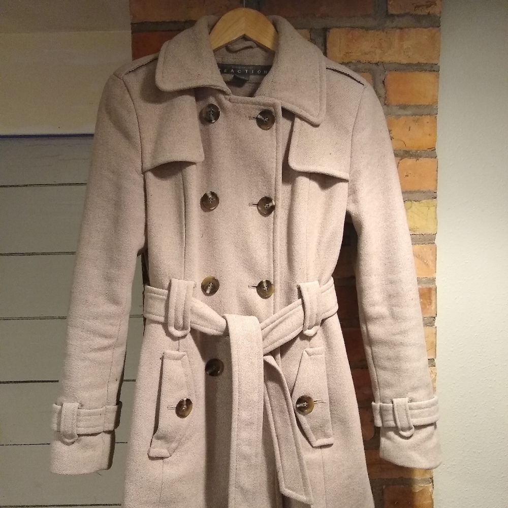 Kenneth Cole Reaction Belted Wool Trench Coat